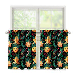 Watercolor Gingerbread Pattern Print Tier Curtains