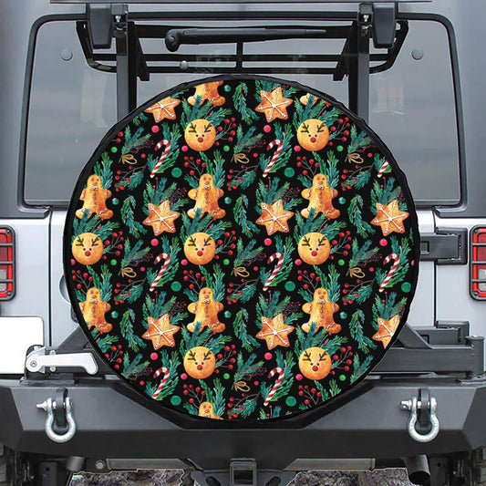 Watercolor Gingerbread Pattern Print Tire Cover