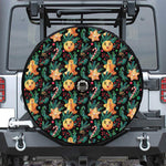 Watercolor Gingerbread Pattern Print Tire Cover With Camera Hole