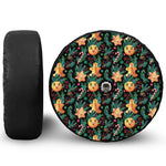 Watercolor Gingerbread Pattern Print Tire Cover With Camera Hole