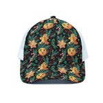 Watercolor Gingerbread Pattern Print White Mesh Trucker Cap