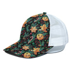 Watercolor Gingerbread Pattern Print White Mesh Trucker Cap