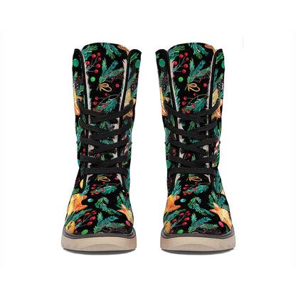 Watercolor Gingerbread Pattern Print Winter Boots