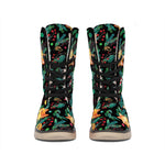 Watercolor Gingerbread Pattern Print Winter Boots