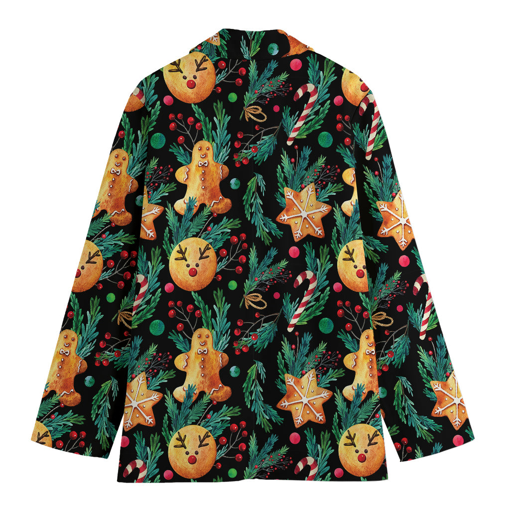 Watercolor Gingerbread Pattern Print Women's Blazer