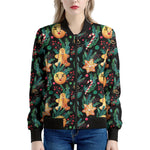 Watercolor Gingerbread Pattern Print Women's Bomber Jacket