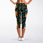 Watercolor Gingerbread Pattern Print Women's Capri Leggings
