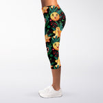 Watercolor Gingerbread Pattern Print Women's Capri Leggings