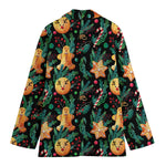 Watercolor Gingerbread Pattern Print Women's Cotton Blazer