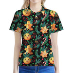 Watercolor Gingerbread Pattern Print Women's Polo Shirt
