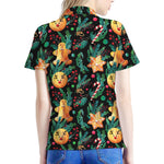 Watercolor Gingerbread Pattern Print Women's Polo Shirt