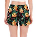 Watercolor Gingerbread Pattern Print Women's Split Running Shorts
