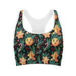 Watercolor Gingerbread Pattern Print Women's Sports Bra