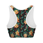 Watercolor Gingerbread Pattern Print Women's Sports Bra