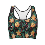 Watercolor Gingerbread Pattern Print Women's Sports Bra