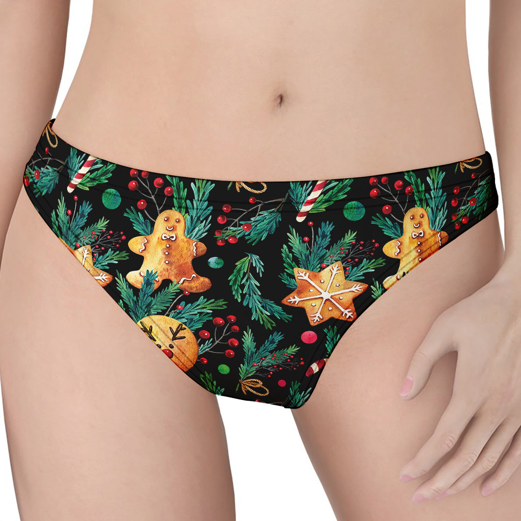 Watercolor Gingerbread Pattern Print Women's Thong