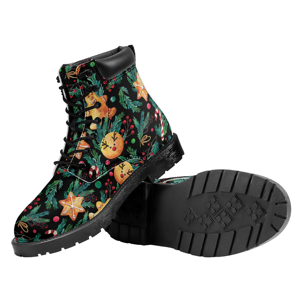 Watercolor Gingerbread Pattern Print Work Boots