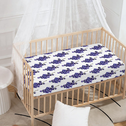 Watercolor Grape Pattern Print Baby Crib Sheet