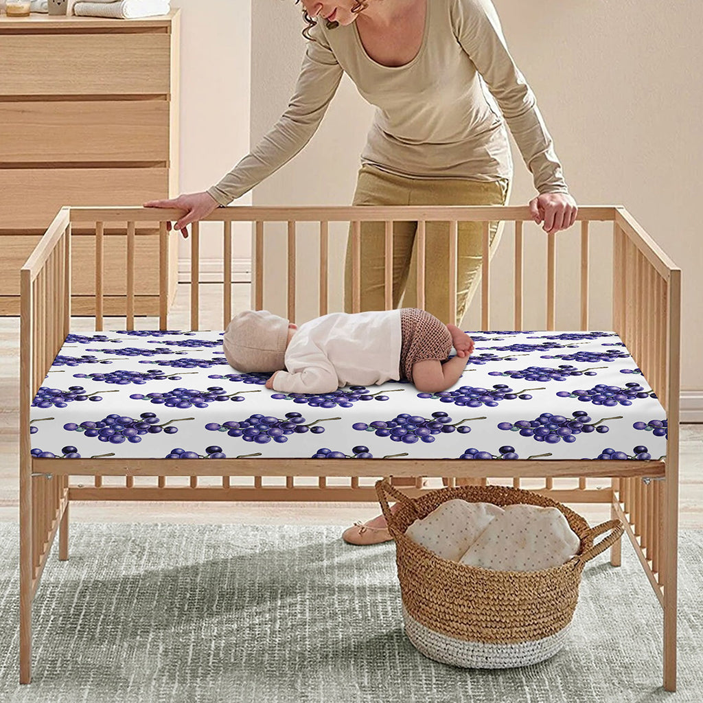 Watercolor Grape Pattern Print Baby Crib Sheet