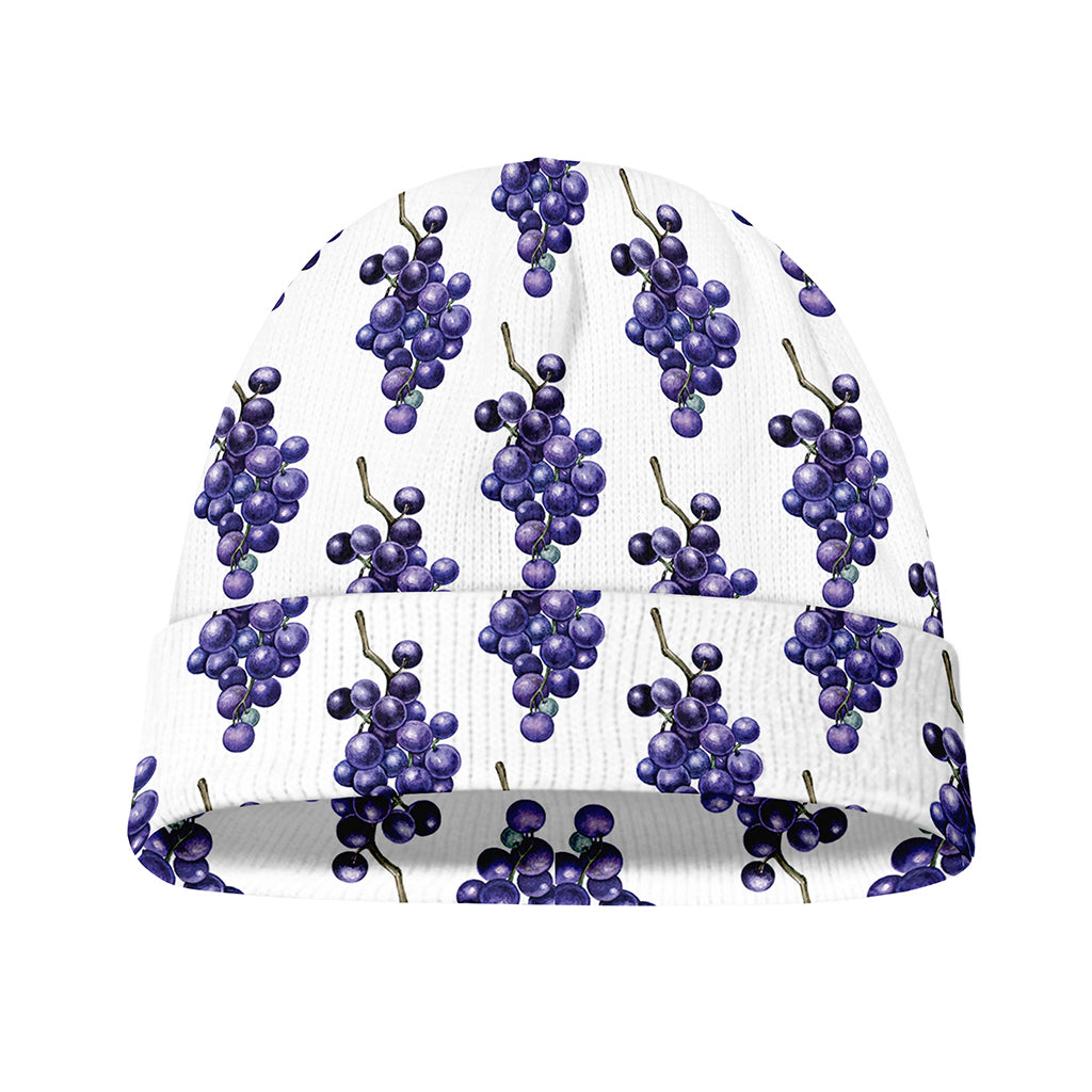 Watercolor Grape Pattern Print Beanie