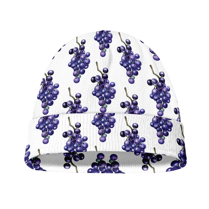 Watercolor Grape Pattern Print Beanie