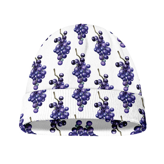 Watercolor Grape Pattern Print Beanie