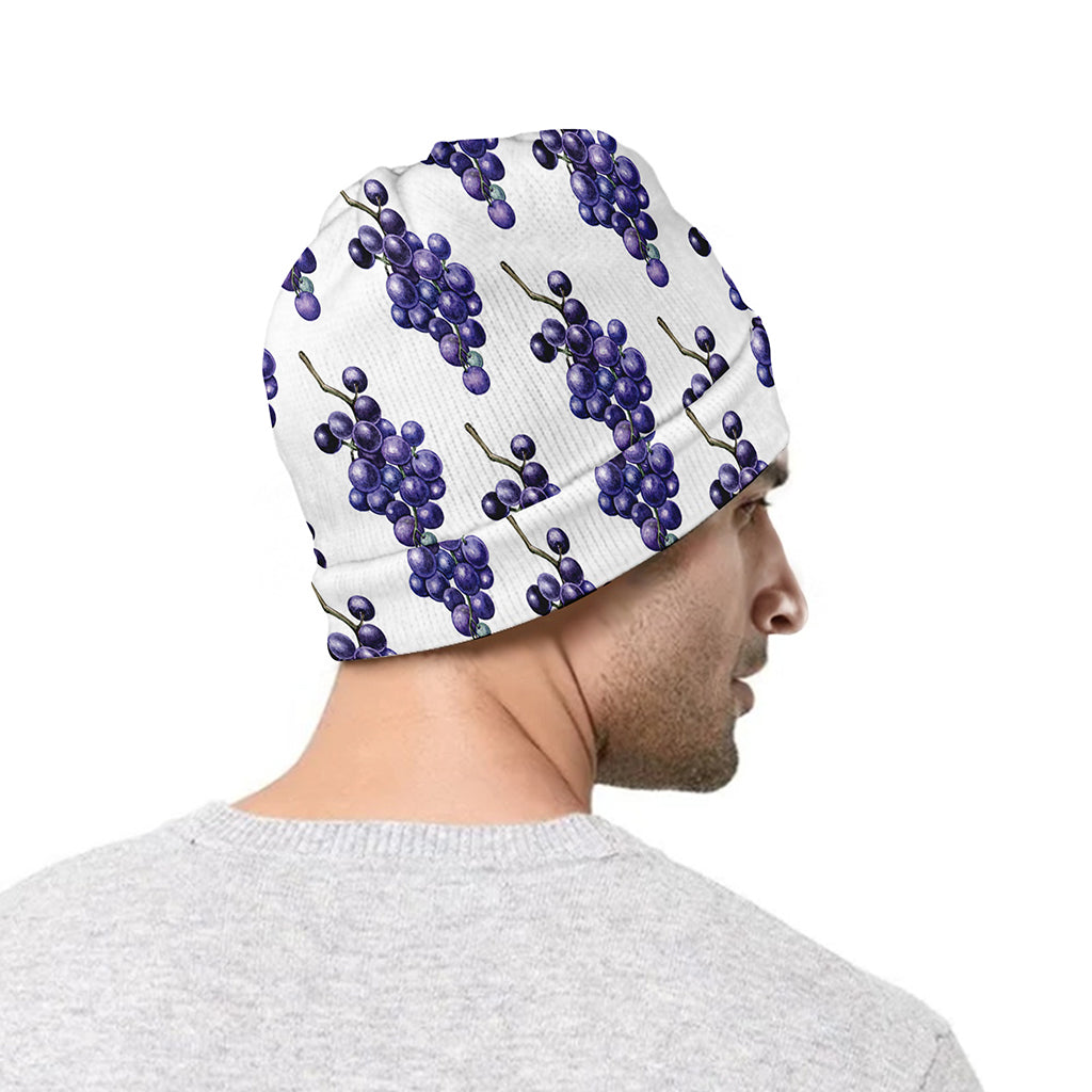 Watercolor Grape Pattern Print Beanie
