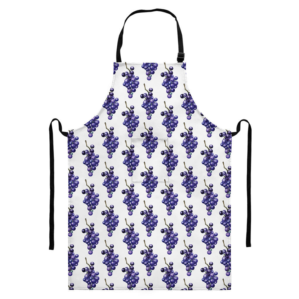 Watercolor Grape Pattern Print Bib Apron With Pocket
