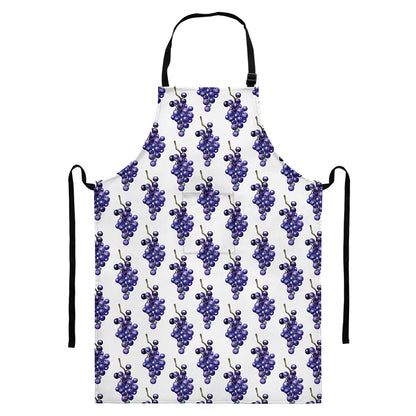 Watercolor Grape Pattern Print Bib Apron With Pocket