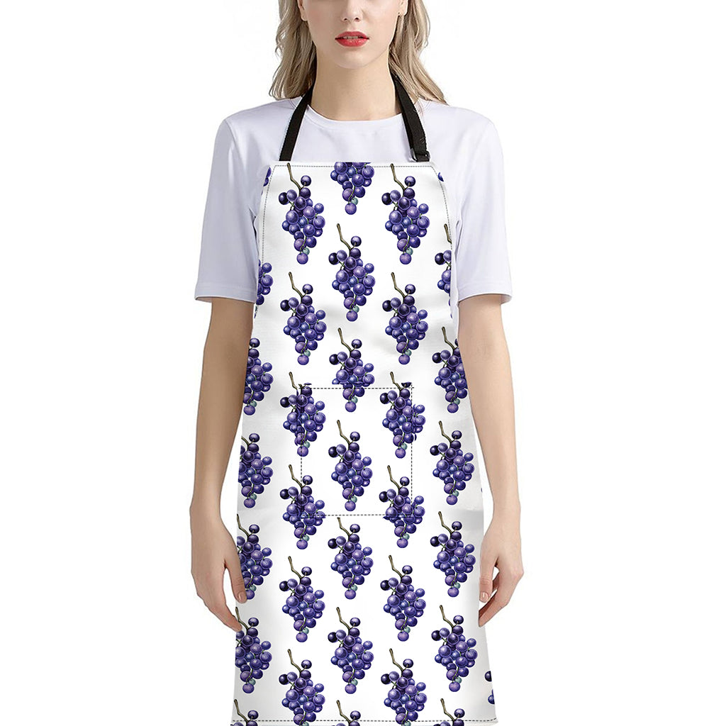 Watercolor Grape Pattern Print Bib Apron With Pocket