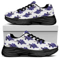 Watercolor Grape Pattern Print Black Chunky Shoes