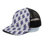 Watercolor Grape Pattern Print Black Mesh Trucker Cap