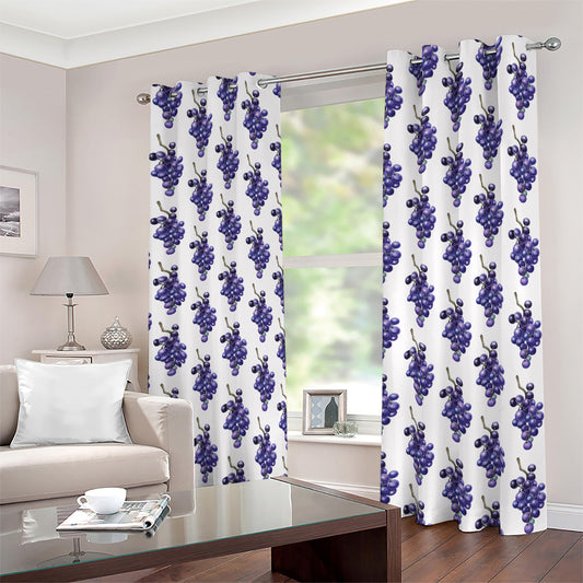 Watercolor Grape Pattern Print Blackout Grommet Curtains