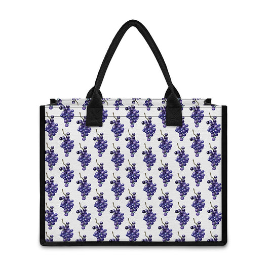 Watercolor Grape Pattern Print Canvas Tote Bag