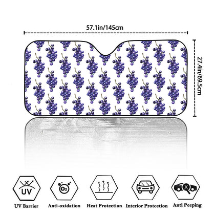 Watercolor Grape Pattern Print Car Windshield Sun Shade