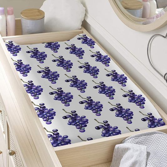 Watercolor Grape Pattern Print Changing Pad Cover