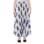 Watercolor Grape Pattern Print Chiffon Maxi Skirt