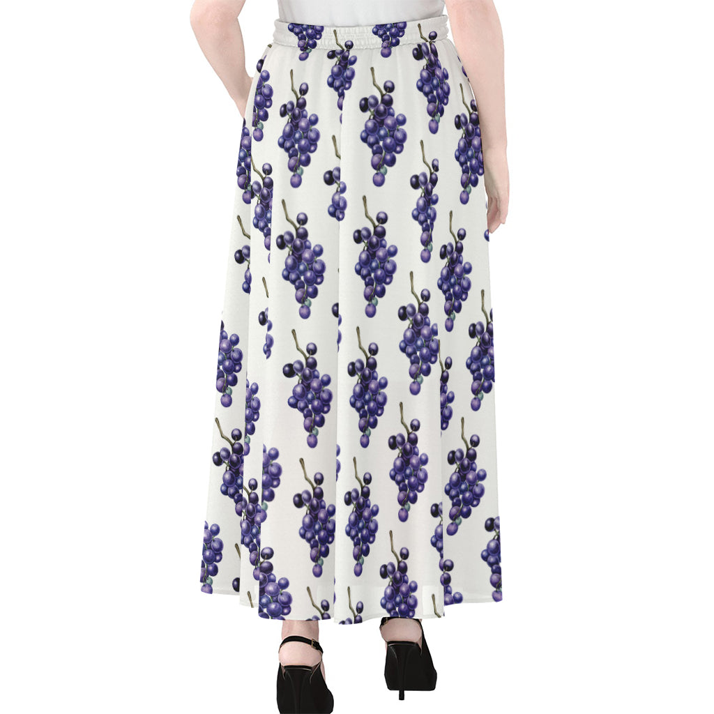 Watercolor Grape Pattern Print Chiffon Maxi Skirt