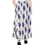 Watercolor Grape Pattern Print Chiffon Maxi Skirt