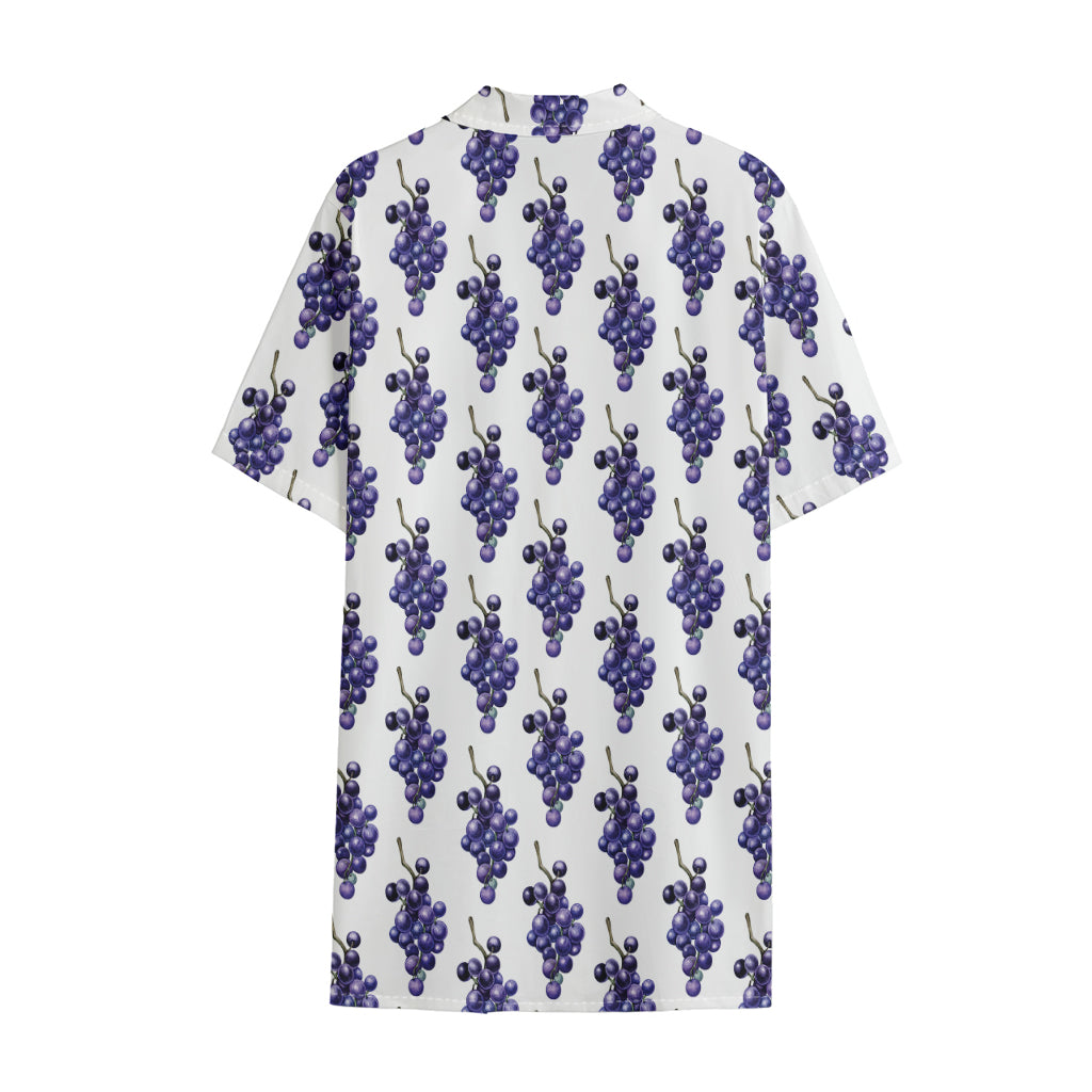 Watercolor Grape Pattern Print Cotton Hawaiian Shirt