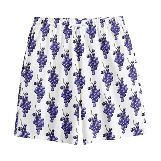 Watercolor Grape Pattern Print Cotton Shorts