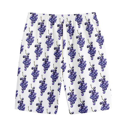 Watercolor Grape Pattern Print Cotton Shorts