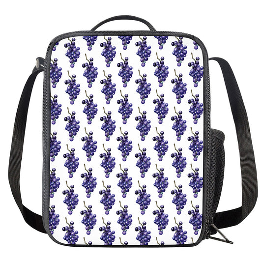 Watercolor Grape Pattern Print Crossbody Lunch Bag