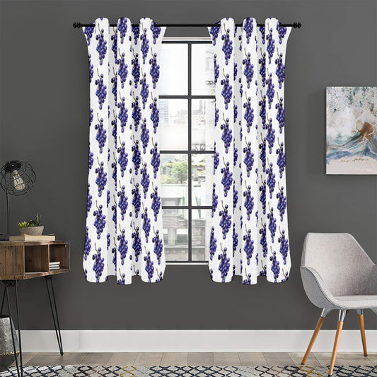 Watercolor Grape Pattern Print Curtain