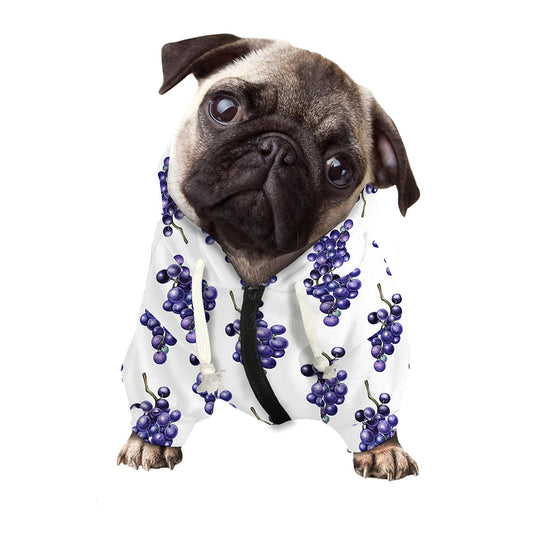 Watercolor Grape Pattern Print Dog Zip Up Hoodie