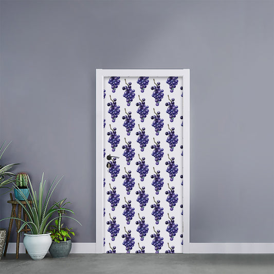 Watercolor Grape Pattern Print Door Sticker