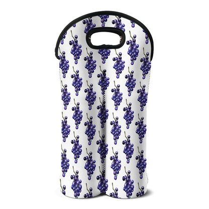 Watercolor Grape Pattern Print Double Neoprene Wine Tote