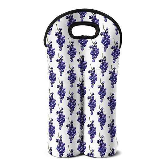 Watercolor Grape Pattern Print Double Neoprene Wine Tote