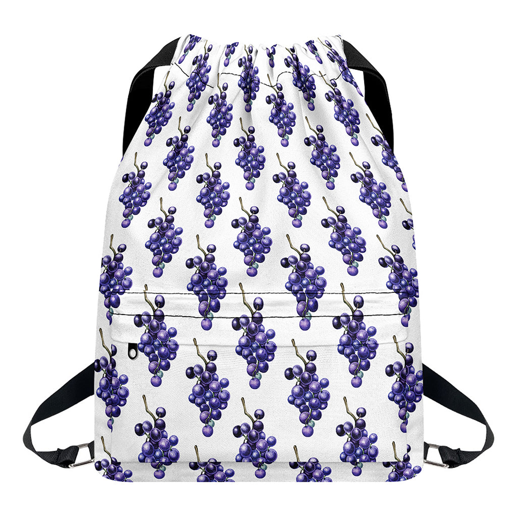 Watercolor Grape Pattern Print Drawstring Backpack