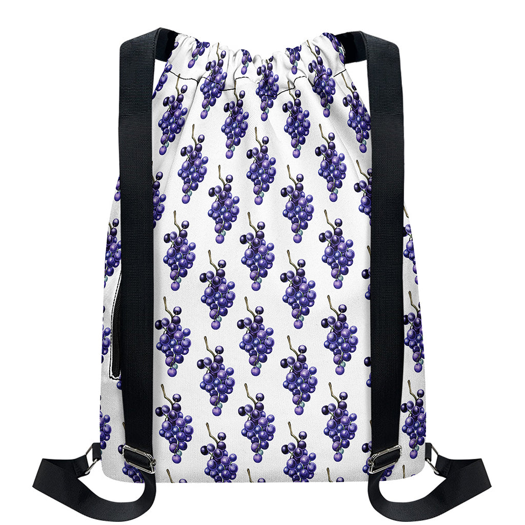 Watercolor Grape Pattern Print Drawstring Backpack
